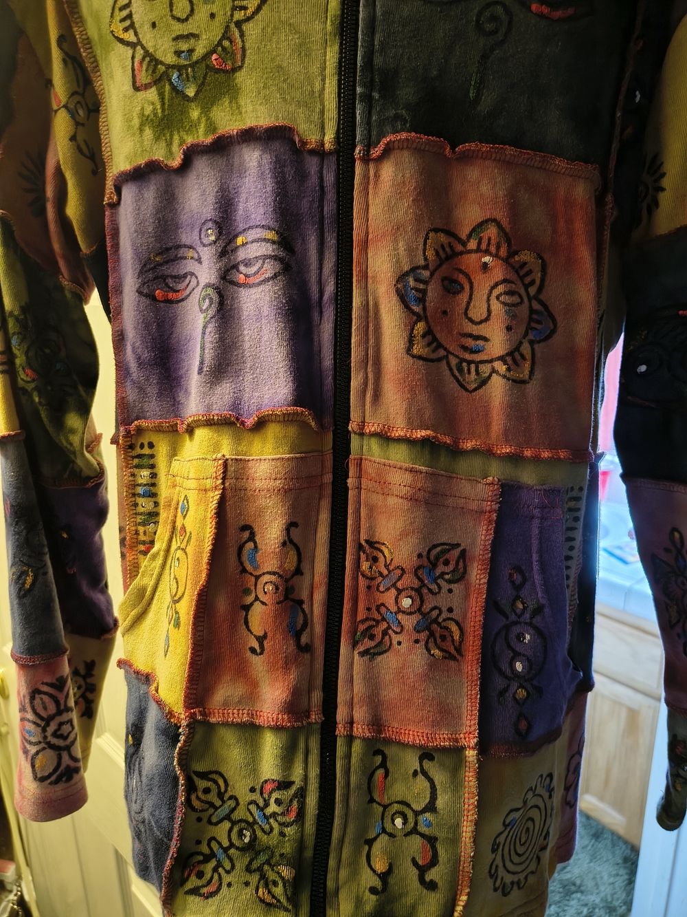 Rising International Multicolor Patchwork Hooded Zip Jacket - Picture 2 of 3
